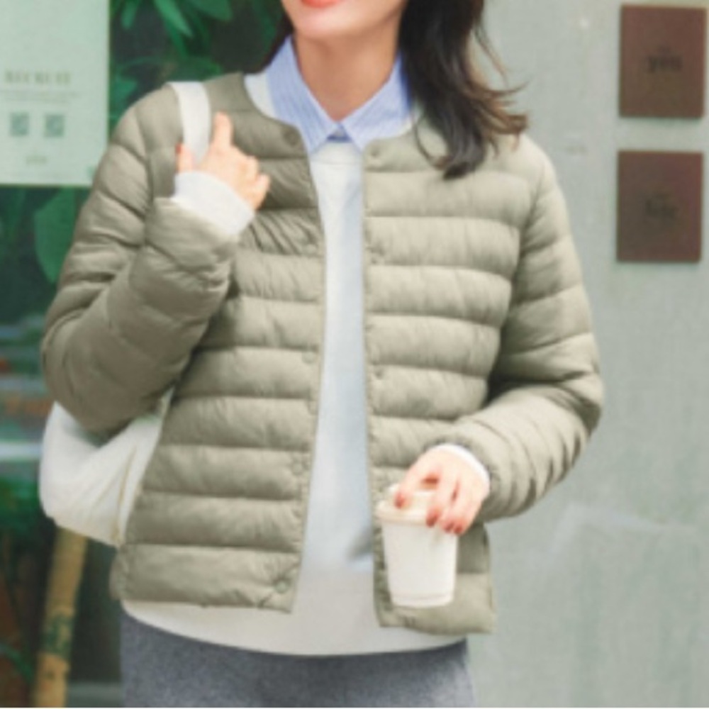 H&M Olive Quilted Lightweight Puffer Jacket